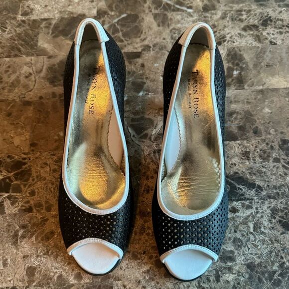 Taryn Rose Leather Heels Napa Mesh Open Toe Spectator US 8 EUR 38.5​ - Picture 5 of 10